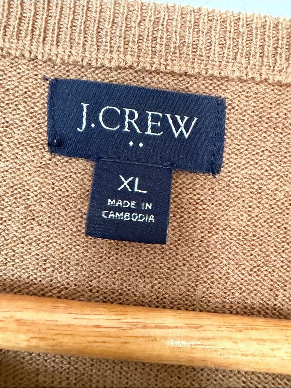 J.Crew Men’s XL Merino Wool Blend Crewneck Sweater Camel Lightweight Pullover